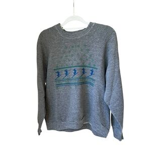 MONTANA SKI 🎿 Gray Crewneck Sweatshirt with Blue & Green Graphic
